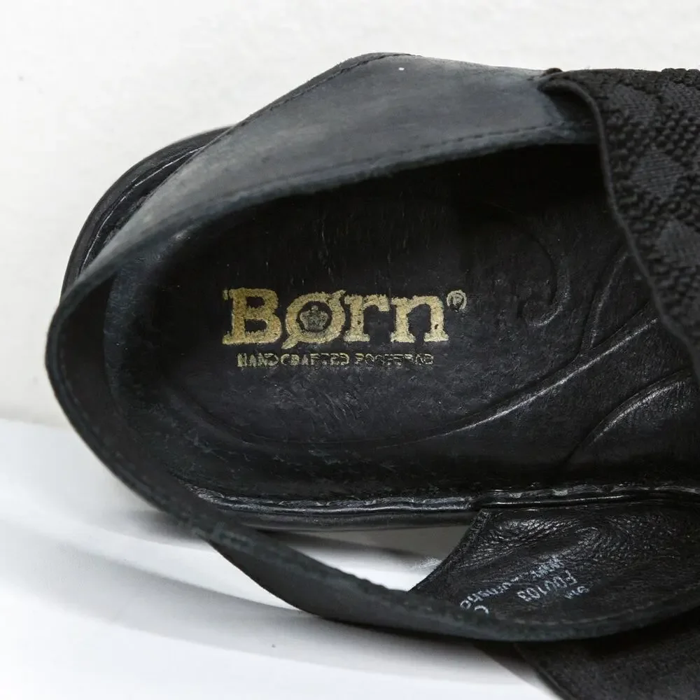 BORN Parson Leather Strappy Sandals Elastic Strap‎ Comfort Padded Black Sz 9